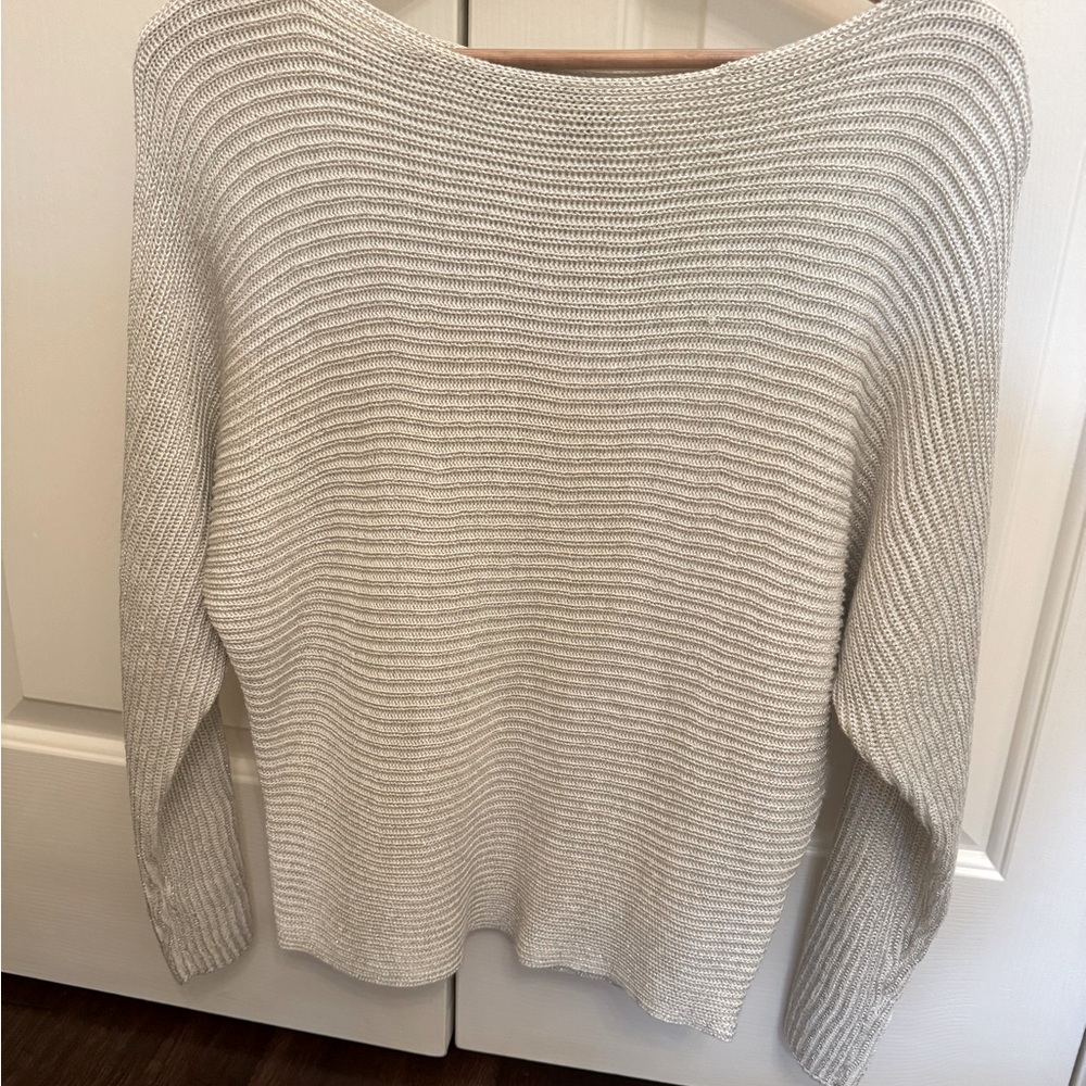 Ralph Lauren Cream/silver Scoop Neck Sweater